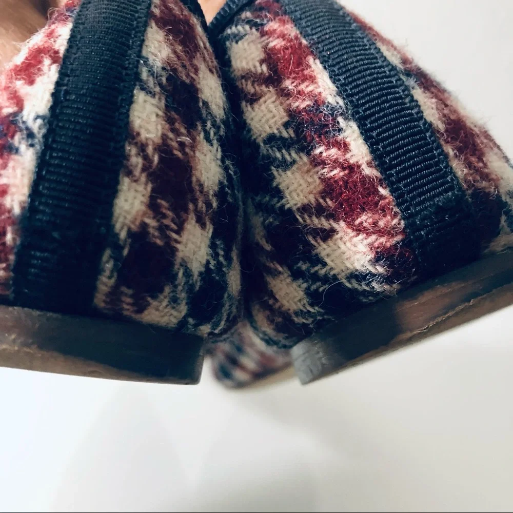 JCREW GEMMA CAP-TOE FLATS IN TWEED IVORY BURGUNDY NAVY SHOES.SIZE 8 - Picture 7 of 10